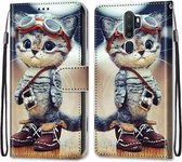 Voor OPPO A9 (2020) / A5 (2020) / A11X / A11 Gekleurde tekening Cross Texture Horizontale flip PU lederen tas met houder & kaartsleuven & portemonnee & lanyard (lederen schoenen ka