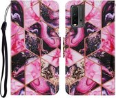 Voor Xiaomi Redmi 9T Gekleurde Tekening Patroon Horizontale Flip PU Lederen Case met Houder & Kaartsleuven & Portemonnee & Lanyard (Paars Marmer)