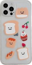 Nauwkeurig gat Transparant TPU-beschermhoesje voor iPhone 12 (Bread Cherry Cake)