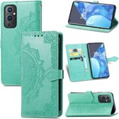 Halverwege Mandala-reliëfpatroon Horizontaal leren flip-hoesje met houder & kaartsleuven & portemonnee & draagkoord voor OnePlus 9 Pro (groen)