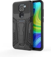 Voor Geschikt voor Xiaomi Redmi Note 9 War Chariot Series Armor All-inclusive schokbestendige pc + TPU beschermhoes met onzichtbare houder (zwart)