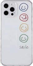 Rechte rand gekleurde tekening smileygezicht patroon TPU beschermhoes voor iPhone 12 Pro (kleurrijk)