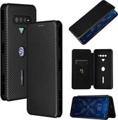 Voor Geschikt voor Xiaomi Black Shark 4/4 Pro Carbon Fiber Texture Magnetische Horizontale Flip TPU + PC + PU Leather Case met Card Slot (Black)