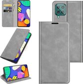 Voor Samsung Galaxy F62 / M62 Retro-skin Business magnetische zuignap lederen tas met houder & kaartsleuven en portemonnee (grijs)