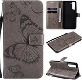 Voor Samsung Galaxy S21 FE Geperst afdrukken Vlinderpatroon Horizontale flip PU lederen tas met houder & kaartsleuven & portemonnee & lanyard (grijs)