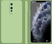 Voor OPPO R17 Pro effen kleur imitatie vloeibare siliconen rechte rand valbestendige volledige dekking beschermhoes (matcha groen)