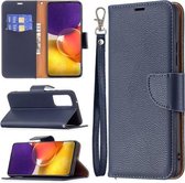 Voor Samsung Galaxy A82 5G Litchi Textuur Pure Kleur Horizontale Flip Leren Case met Houder & Kaartsleuven & Portemonnee & Lanyard (Donkerblauw)