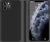 Effen kleur imitatie vloeibare siliconen rechte rand valbestendige volledige dekking beschermhoes voor iPhone 11 Pro (zwart)