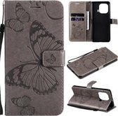 Voor Xiaomi Mi 11 Pro Pressed Printing Butterfly Pattern Horizontale Flip PU lederen tas met houder & kaartsleuven & portemonnee & lanyard (grijs)