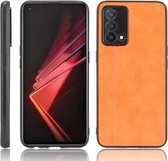 Voor OPPO K9 Schokbestendig Naaien Koe Patroon Huid PC + PU + TPU Case (Geel)