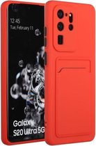 Voor Samsung Galaxy S20 Ultra kaartsleuf ontwerp schokbestendig TPU beschermhoes (rood)