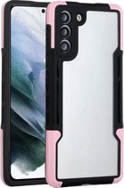 Voor Samsung Galaxy S21 5G TPU + pc + acryl 3 in 1 schokbestendige beschermhoes (roze)