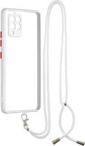 Transparant PC + TPU-telefoonhoesje met contrastkleurige knop en nekkoord voor Samsung Galaxy A42 5G (wit)