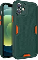 Contrasterende kleur rechte rand mat TPU schokbestendig hoesje met geluid omzettend gat voor iPhone 12 mini (donkergroen)