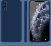 Voor Huawei P20 effen kleur imitatie vloeibare siliconen rechte rand valbestendige volledige dekking beschermhoes (blauw)