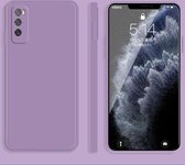 Voor Huawei Enjoy 20 Pro Effen Kleur Imitatie Vloeibare Siliconen Rechte Rand Valbestendige Volledige Dekking Beschermhoes (Paars)