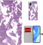 Voor Xiaomi Mi 11 Lite Cloud Fog Pattern Horizontal Flip Leather Case met houder en kaartsleuf en portemonnee (paars)