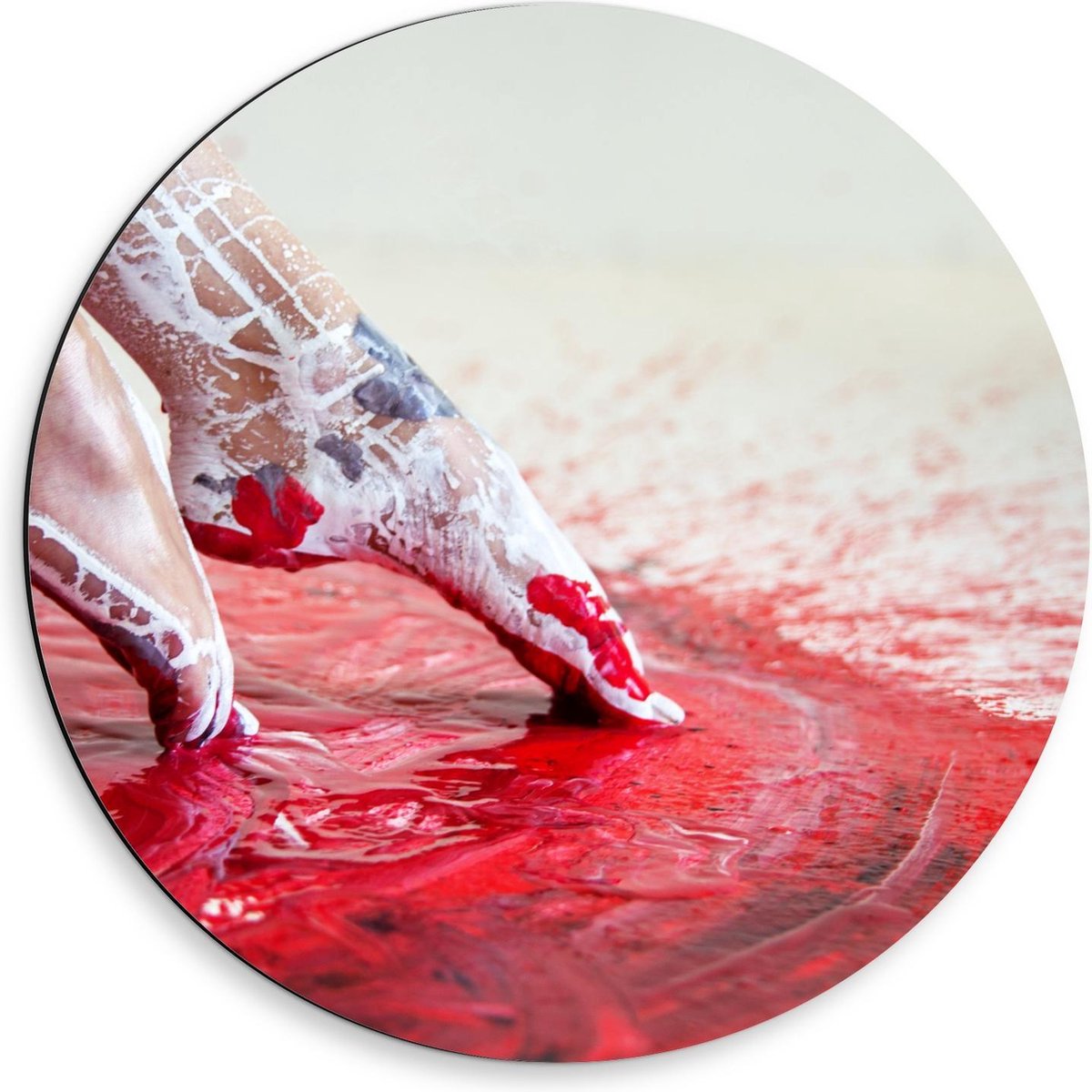 Dibond Wandcirkel - Ballerina in Verf - 50x50cm Foto op Aluminium Wandcirkel (met ophangsysteem)
