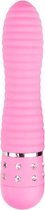 EasyToys Mini Vibrator Geribbeld met Siersteentjes - 8,00 cm - Roze