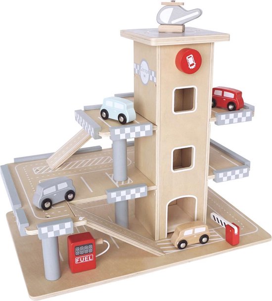 Mamabrum Houten Speelgoed Garage Set met 4 Auto's - Parkeergarage | bol.com