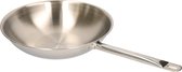 Wok / wokpan 3 ply roestvrijstaal hoogwaardig kwaliteit pan zilver 36 cm - Wokpannen - Koken - Wokken
