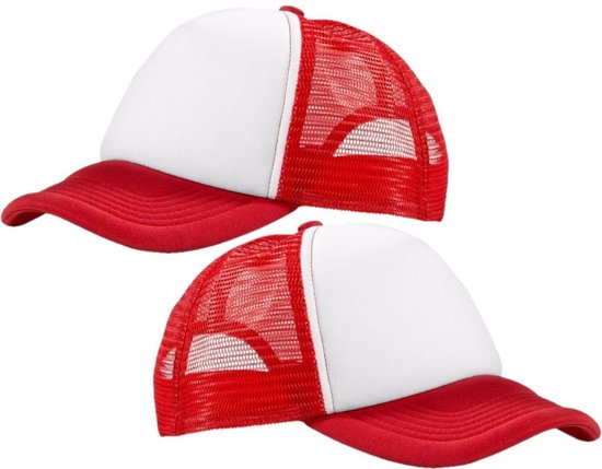 2x stuks truckers baseball cap / petje - rood/wit - voor volwassenen |  bol.com