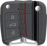 kwmobile autosleutel hoesje voor VW Golf 7 MK7 3-knops autosleutel - Autosleutel behuizing in zwart / grijs - Rallystrepen design