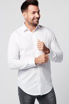 SKOT Fashion Overhemd Duurzaam Heren Spotted White - Wit - Maat 38