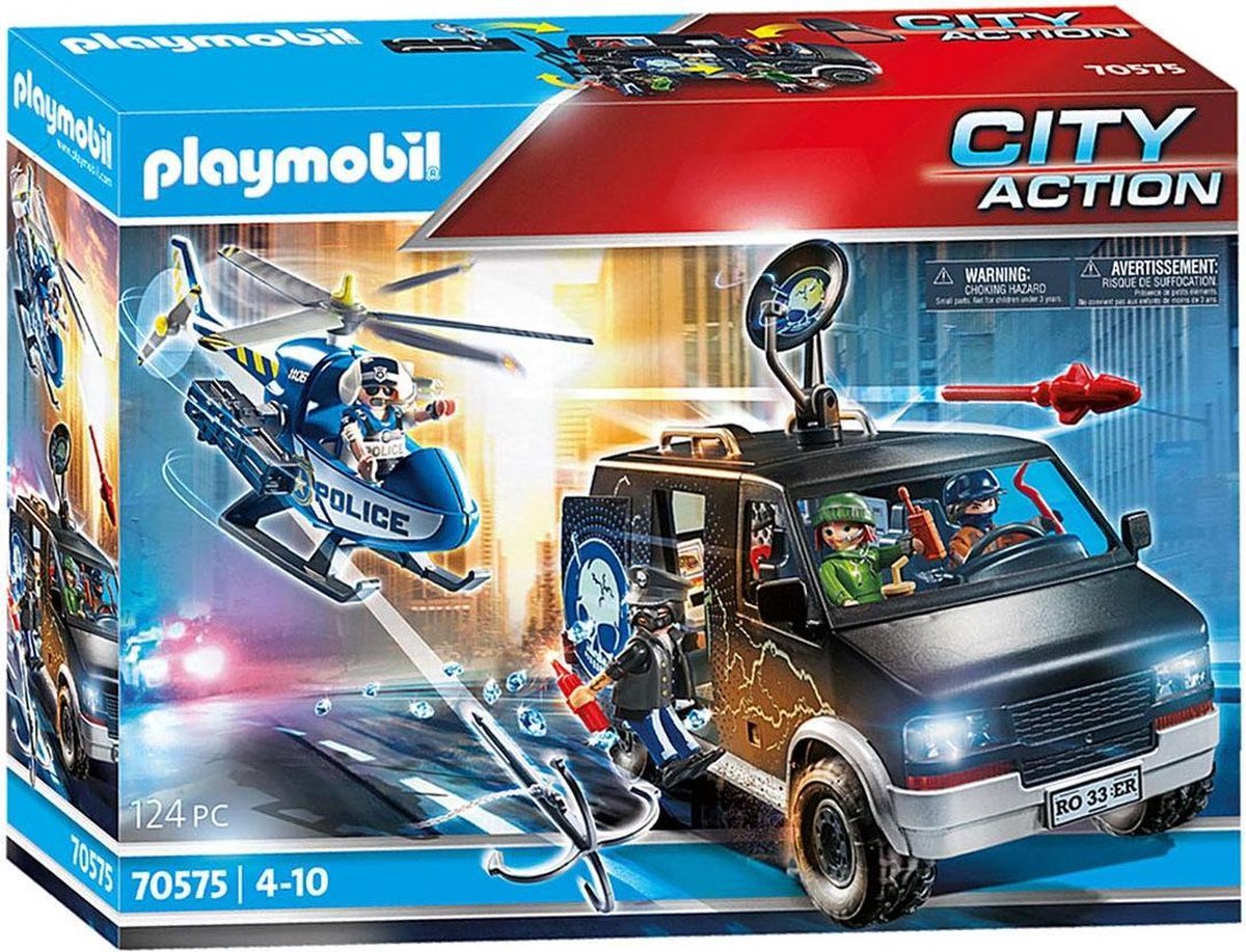 PLAYMOBIL City Action Politiehelikopter: achtervolging van het  vluchtvoertuig - 70575 | bol.com