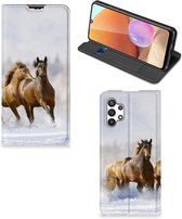 Wallet Book Case Samsung Galaxy A32 5G Enterprise Editie | Samsung A32 4G Smart Cover Hoesje Paarden