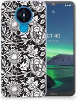 Telefoon Hoesje Nokia 1.4 Mobiel Case Zwart Bloemen