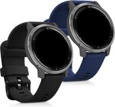 kwmobile 2x armband voor Garmin Venu 2S - Bandjes voor fitnesstracker in zwart / donkerblauw