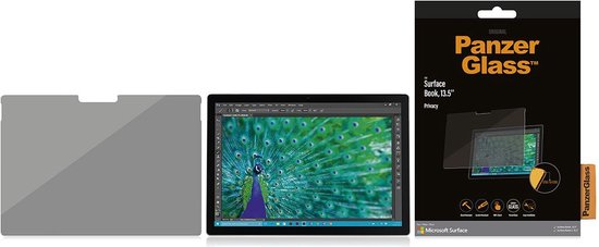 Privacy screenprotector voor Surface Book 13.5 inch, het apparaat en de verpakking.