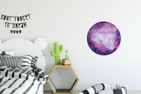 Illustration aquarelle violette et bleue Sticker mural cercle mural - ⌀ 30 cm - peinture ronde - cercle papier peint - cercle mural - cercle vivant - autocollant & découpe ronde