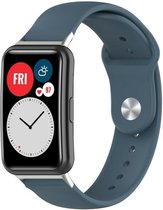 Strap-it Siliconen sport bandje - geschikt voor Huawei Watch Fit / Huawei Watch Fit New - grijsblauw