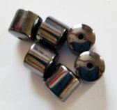 Kraal hematite ton, magnetisch, Afmeting: 8 mm x 7 mm, gat grootte: 1mm, 26 stuks