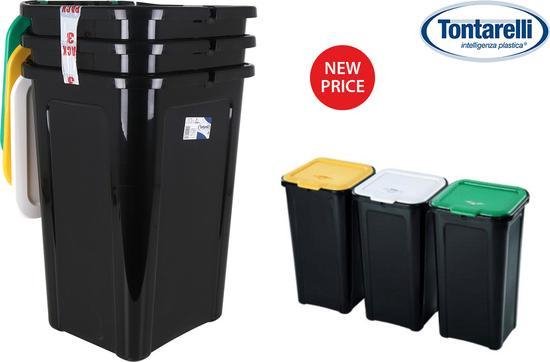 Sortibox XL - 3er Set Mülleimer mit jeweils 35 Liter > weiß