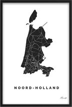 Poster Provincie Noord-Holland - A2 - 42 x 59,4 cm - Inclusief lijst (Zwart Aluminium)