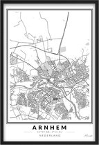 Poster Stad Arnhem - A2 - 42 x 59,4 cm - Inclusief lijst (Zwart Aluminium)