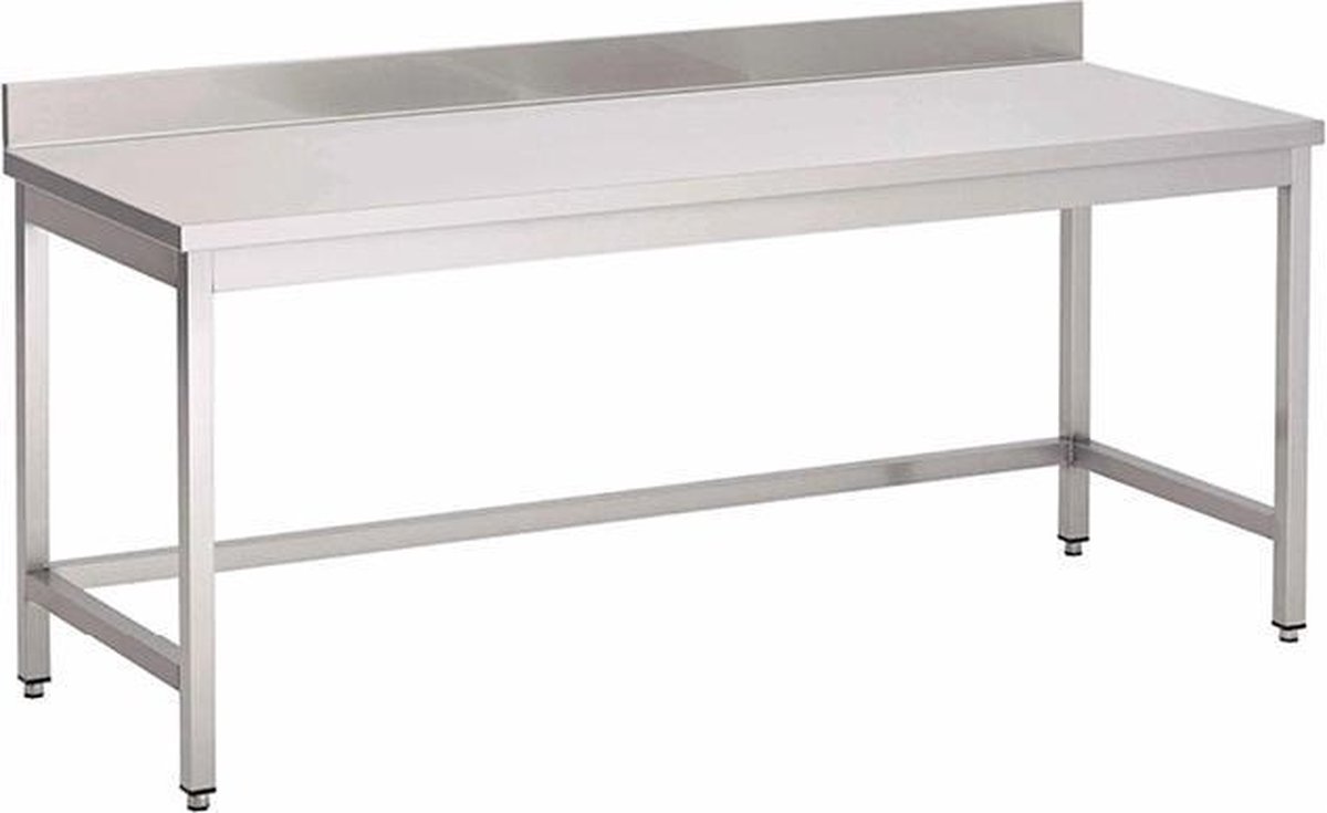 Gastro-Inox RVS werktafel met achteropstand, zonder onderblad, 1800(l)x600(d)x850(h)mm