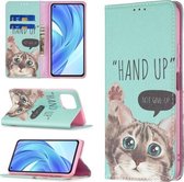 Voor Xiaomi Mi 11 Lite Gekleurd Tekenpatroon Onzichtbare Magnetische Horizontale Flip PU Lederen Case met Houder & Kaartsleuven & Portemonnee (Kat)