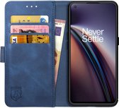Rosso Element Book Case Wallet Hoesje Geschikt voor OnePlus Nord CE | Portemonnee | 3 Pasjes | Magneetsluiting | Stand Functie | Blauw