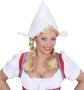 4x stuks boerinnen hoofdkapje wit voor dames - Carnaval verkleed hoeden