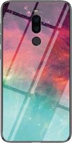 Voor Meizu X8 Sterrenhemel Geschilderd Gehard Glas TPU Schokbestendige Beschermhoes (Kleurrijke Sterrenhemel)