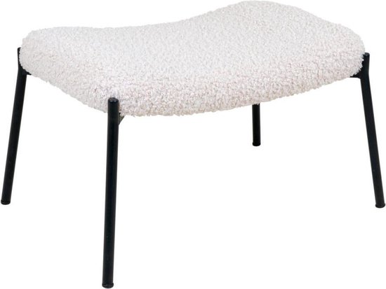 Pouf en peau de mouton Artichok Rosemarie - L61 x P41 x H36 cm - Wit