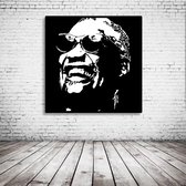 Pop Art Ray Charles Poster in lijst - 90 x 90 cm en 2 cm dik - Fotopapier Mat 180 gr Framed - Popart Wanddecoratie inclusief lijst