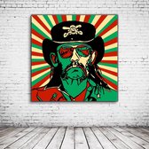 Pop Art Lemmy Kilmister Canvas - 80 x 80 cm - Canvasprint - Op dennenhouten kader - Geprint Schilderij - Popart Wanddecoratie