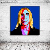 Pop Art Iggy Pop Canvas - 80 x 80 cm - Canvasprint - Op dennenhouten kader - Geprint Schilderij - Popart Wanddecoratie