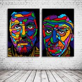 Al Pacino & Robert DeNiro Pop Art Canvas - 100 x 65 cm - Canvasprint - Op dennenhouten kader - Geprint Schilderij - Popart Wanddecoratie Canvas x2 - 100 x 65 cm - Canvasprint - Op