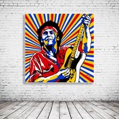 Pop Art Bruce Springsteen Canvas - 80 x 80 cm - Canvasprint - Op dennenhouten kader - Geprint Schilderij - Popart Wanddecoratie